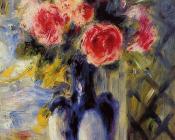 Bouquet of Roses in a Blue Vase
